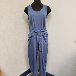 Everlane Jumpsuit Sleeveless Cropped Pant Cotton Blue Size XL (WD232)
